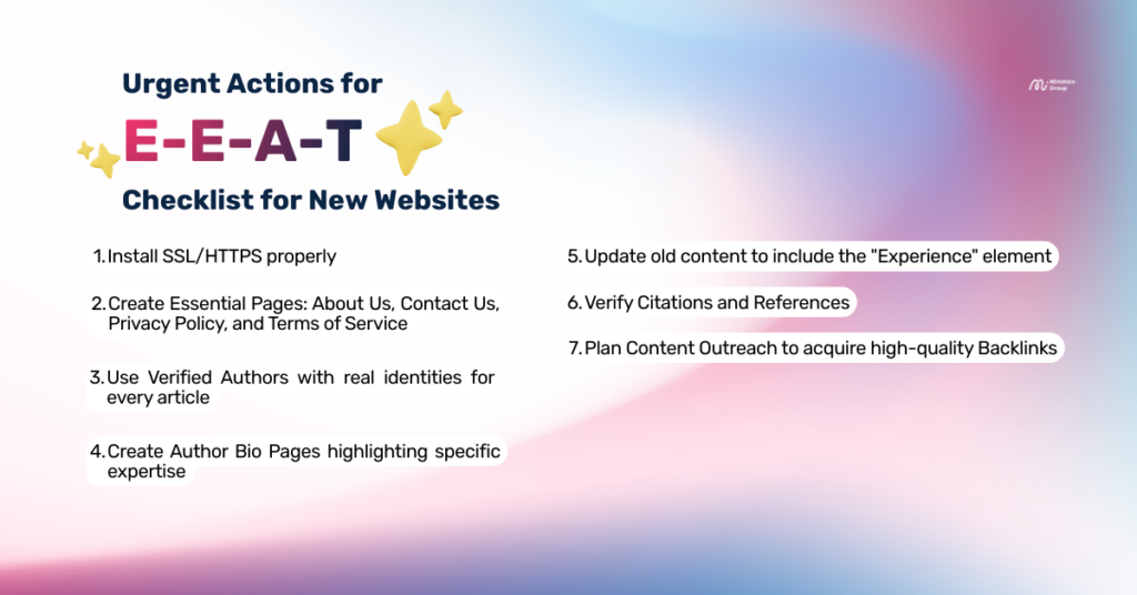 Immediate E-E-A-T Checklist for New Sites
